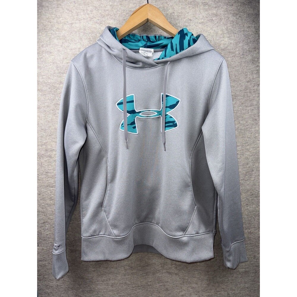 Under Armour Storm Heat Gear Women’s Large Gray Teal Logo Hoodie
